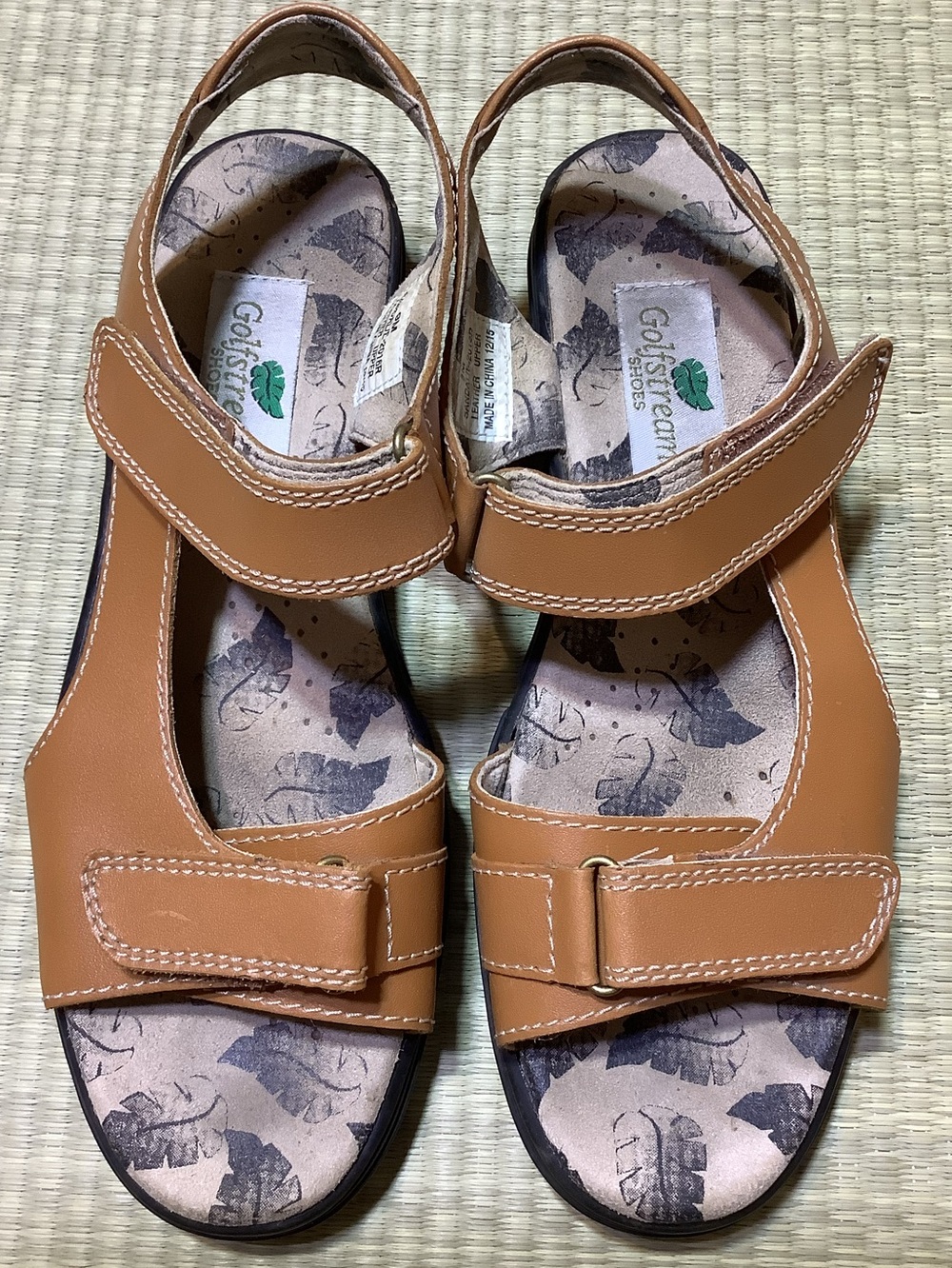Golfstream Women’s 2-strap Leather Golf Sandals Camel Leather Size 9 Comfort